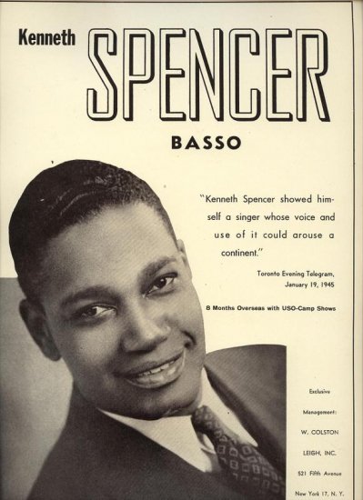 Vintage 1945 Kenneth Spencer Basso Opera Music Promo AD
