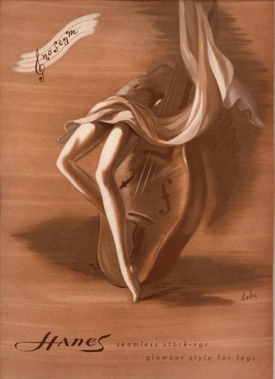 Vintage 1945 Hanes Hoseiry Bobri Art AD