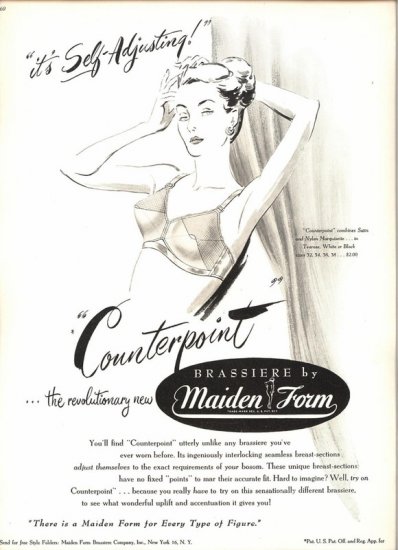 Vintage 1947 Maidenform Maiden Form Brassiere Art Print AD