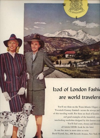 Vintage 1946 Izod Lady Fashions Dalmation Dog Real Photo AD