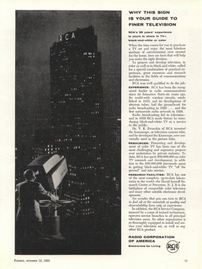 Vintage 1955 RCA building Radio Corp of America Building AD