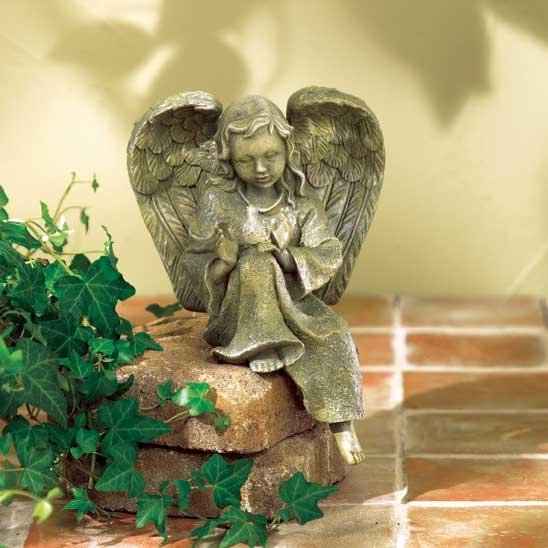 RESTING ANGEL WITH BIRD