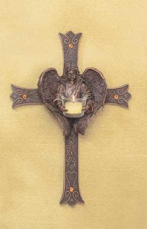 ANGELIC CROSS CANDLEHOLDER
