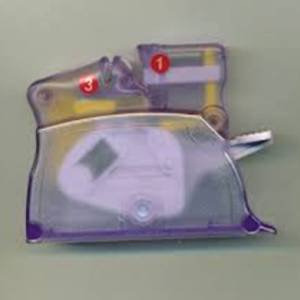 Clover Desk Needle Threader with Thread Cutter in Purple. NEW! Easily & Quickly thread your needles!