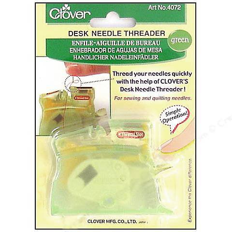 Clover Desk Needle Threader with Thread Cutter in Green. NEW! Easily & Quickly thread your needles!