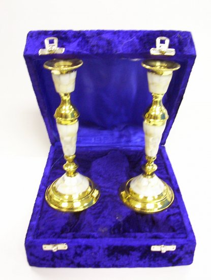 8" MOP Dinner Candle Holder Set with box