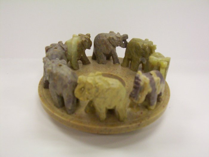 4" Stone Elephant Candle Holder