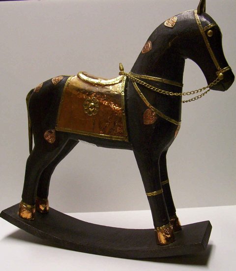 12" Black Wooden Rocker Horse