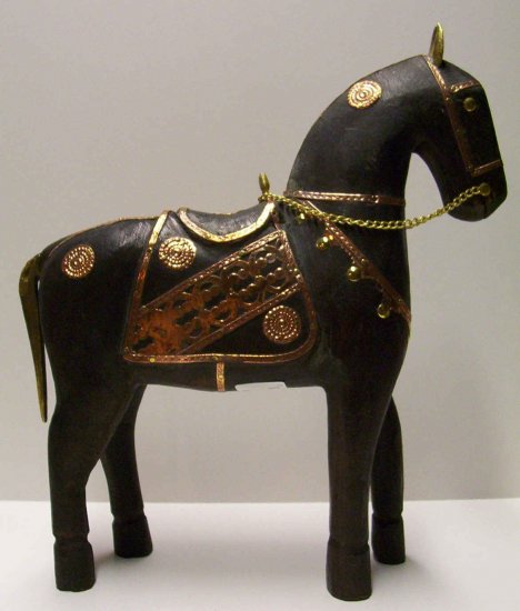 12" Black Wooden Still Horse