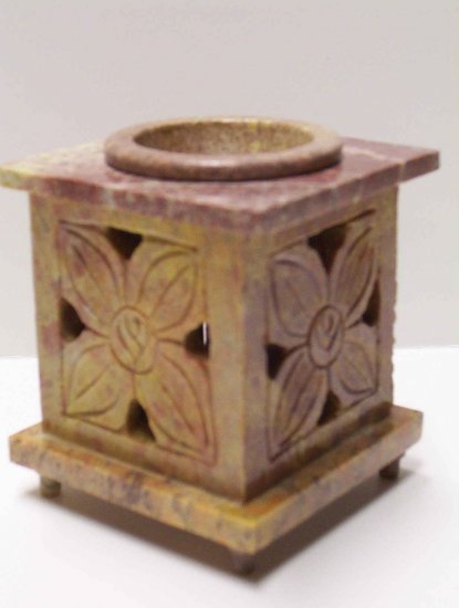 Soap Stone Oil Burner - Flower & door with hinges