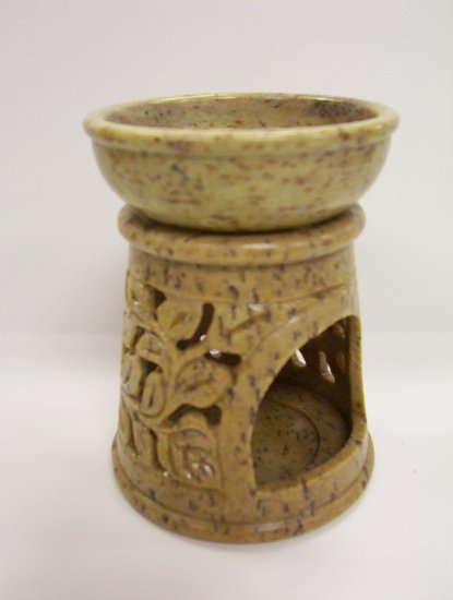 Soap Stone Oil Burner - Round Column Shaped