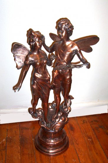 Metal Angel Couple Statue