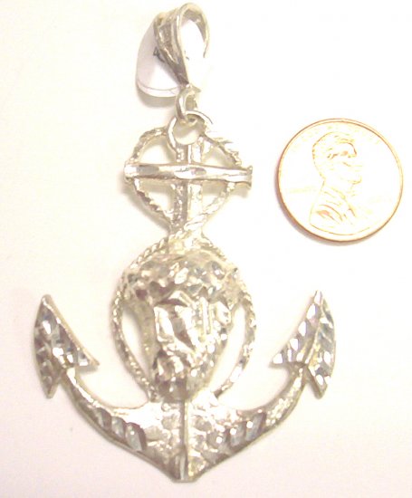 Sterling Silver Mens Anchor & Jesus
