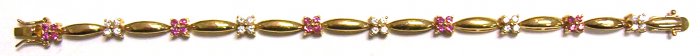 Gold Filled Women's Bracelet - Flowers with stone