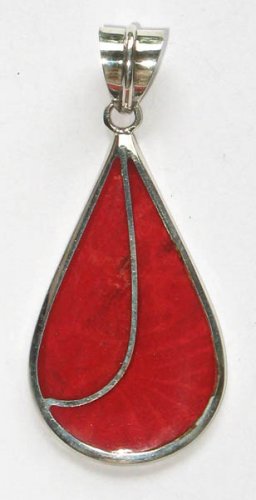 92.5 Sterling Silver Pendant with Red Coral