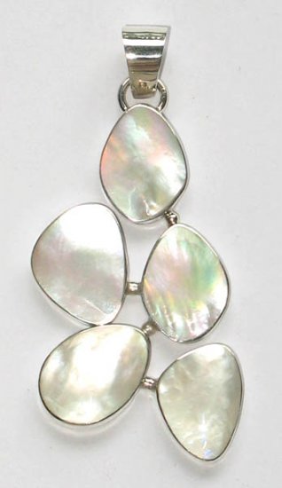 MOP Abstract Sterling Silver Pendant