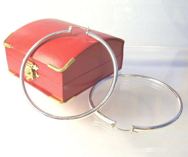 Sterling Silver Hoop Earrings- 8 cm Diameter (with "better" hook)