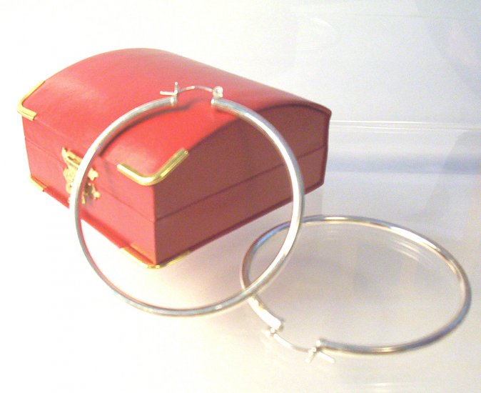 Sterling Silver Hoop Earrings- 7 cm Diameter (with "better" hook)