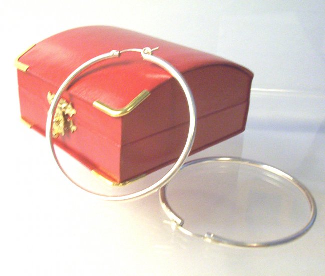 Sterling Silver Hoop Earrings- 6 cm Diameter