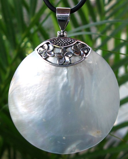 MOP Round Sterling Silver Pendant