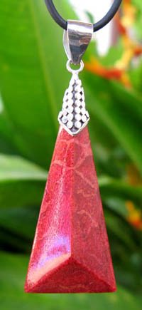 92.5 Sterling Silver Pendant with Red Coral