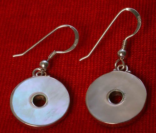 MOP Round Sterling Silver Earrings