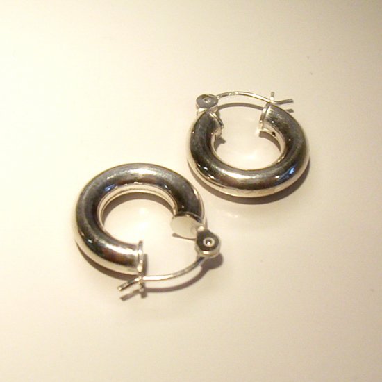 1.5 cm Sterling Silver Hoop Earrings-wide gauge with "better" hook