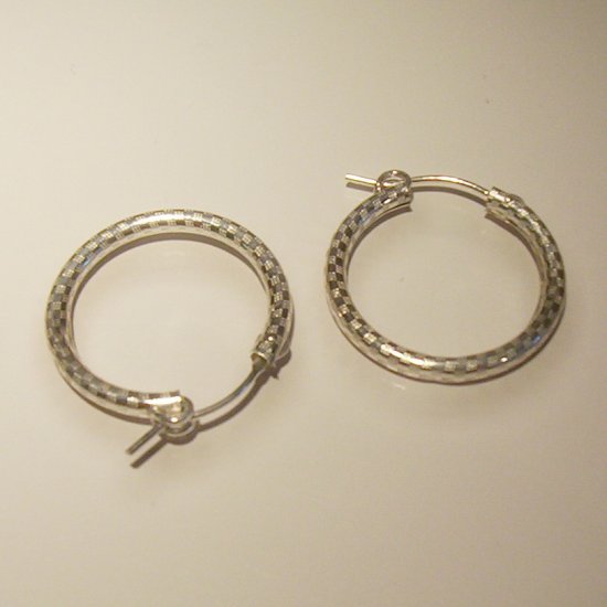 2 cm Sterling Silver Hoop Earring- etched