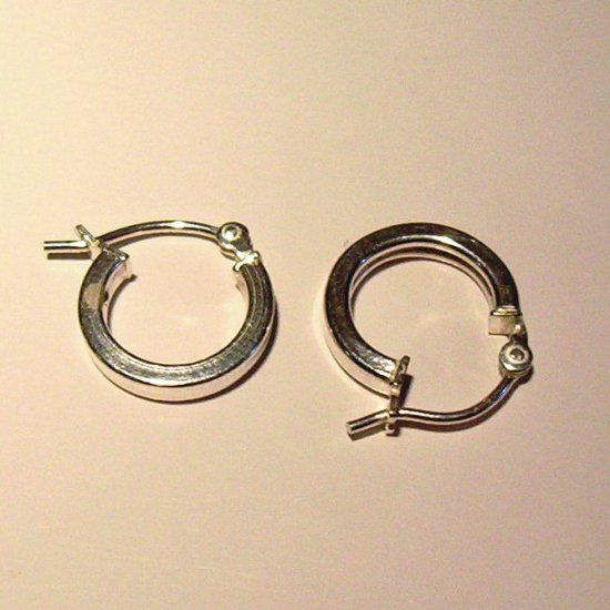 1 cm Sterling Silver Hoop Earrings-Square with better hook