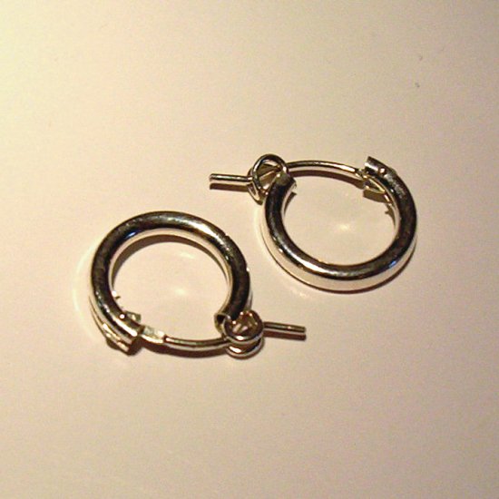 1 cm Sterling Silver Hoop Earrings-Round with better hook