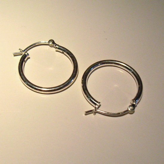 2 cm Sterling Silver Hoop Earrings - with "better" hook