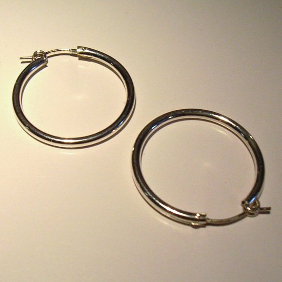 3.5 cm Sterling Silver Hoop Earrings