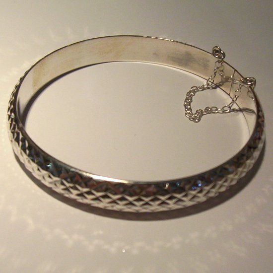 Sterling Silver "Fit-all" Bangle- diamond etched
