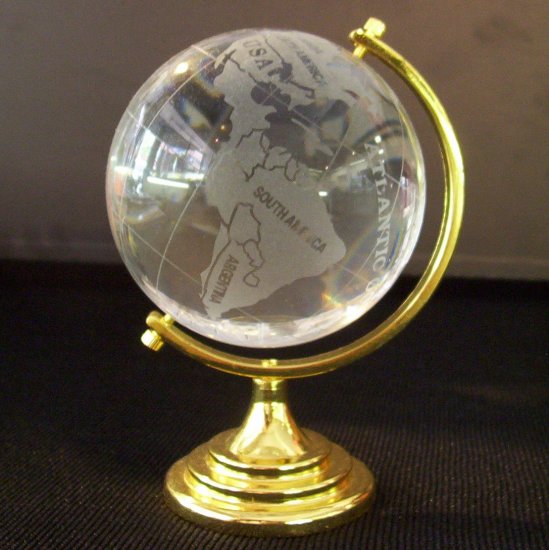 Crystal- Globe on Gold Stand