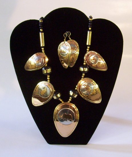 Brass Elephants Necklace Set