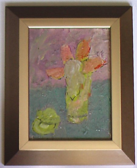 Four Petals, Oil on Board Painting By Carmel Artist Janet Ament de la Roche - Framed Artwork