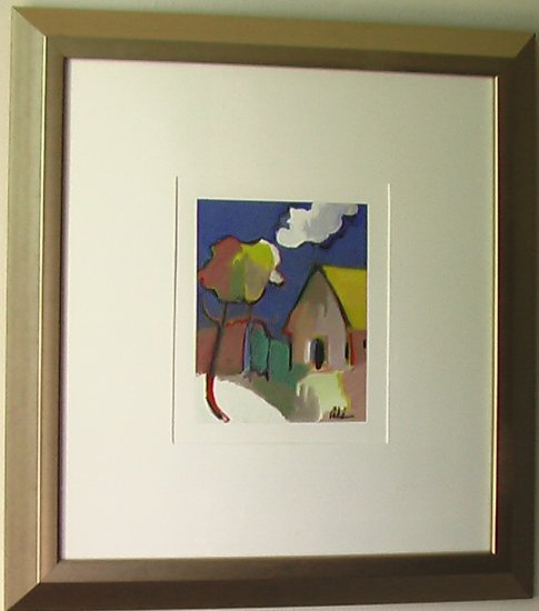 Blue Sky By Ali Golkar Acrylic On Paper Painting - Framed Artwork