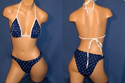 String Bikini - Navy/White