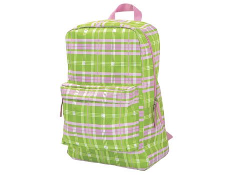 FREE SHIP Pink Green Plaid Backpack Diaper Bag by Room It Up / RoomItUp FREE SHIP USA