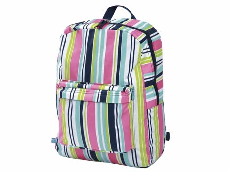 FREE SHIP Navy Pink Stripe Backpack Diaper Bag by Room It Up / RoomItUp FREE SHIP USA