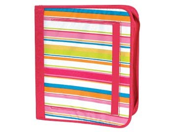 FREE SHIP Pink Preppy Stripe Notebook 3 Ring Binder by Room It Up / RoomItUp FREE SHIP