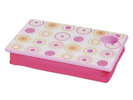 FREE SHIP Hot Pink Circle Polka Dot Lap Desk Tray Cup Holder by RoomItUp / Room It Up-FREE SHIP-USA
