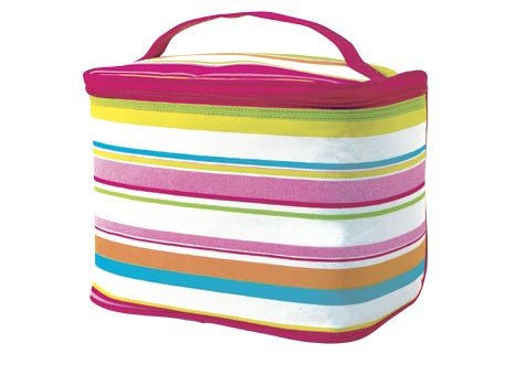 FREE SHIP Pink Preppy Stripe Makeup Train Case by RoomItUp / Room It Up FREE SHIP - USA