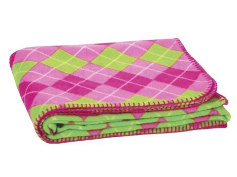 FREE SHIP Pink Green Argyle Fleece Blanket by RoomItUp / Room It Up FREE SHIP