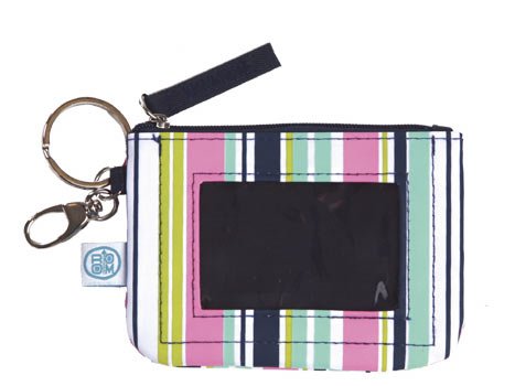 FREE SHIP Navy Pink Stripe ID Case Key Ring by RoomItUp / Room It Up FREE SHIP - USA