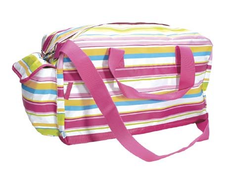 FREE SHIP Pink Preppy Stripe Duffle Bag Tote by RoomItUp / Room It Up FREE SHIP - USA