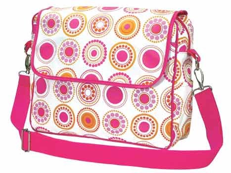 FREE SHIP Hot Pink Circle Polka Dot Messenger Bag Sling Diaper by RoomItUp / Room It Up USA