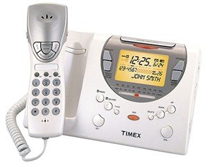 TIMEX T489W AM/FM ALARM CLOCK RADIO/PHONE w/TALKING CID, and NATURE SOUNDS