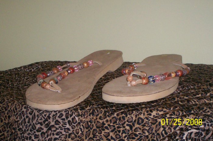Women's Sandals size 10 multicolor beaded Thongs women size 10