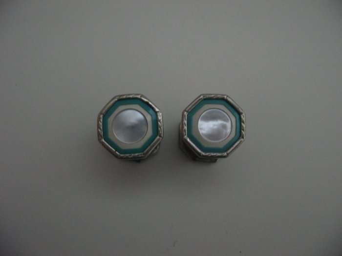 TURQUOISE WHITE PEARL CUFF LINKS
